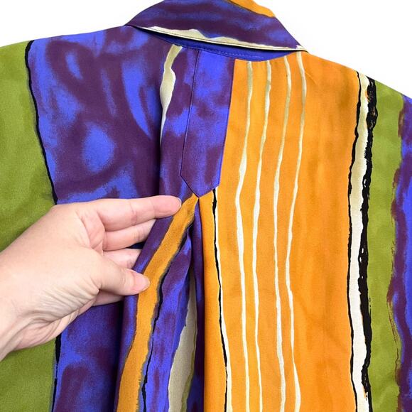 Vintage Marshall Rousso Abstract Print Sheer Long Sleeve Tunic Women's Size L - Picture 7 of 10